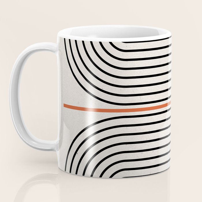 Red, Beige, Black Lines Contemporary Coffee Mug Gallery Image 3