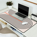 Red, Beige, Black Lines Contemporary Desk Mat Gallery Image 2