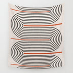 Red, Beige, Black Lines Contemporary Wall Tapestry Gallery Image 4