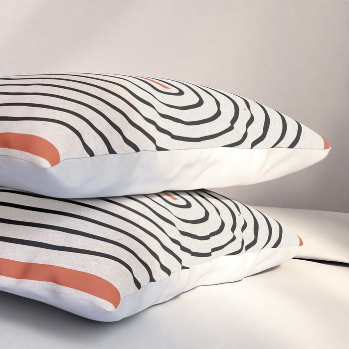 Red, Beige, Black Lines Contemporary Pillow Sham Gallery Image 3