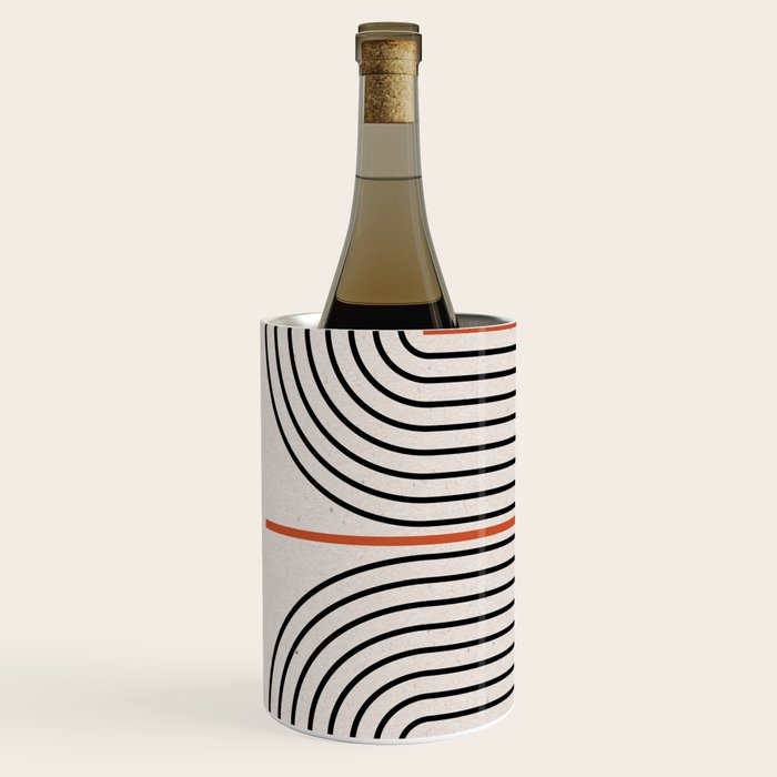 Red, Beige, Black Lines Contemporary Wine Chiller Gallery Image 2
