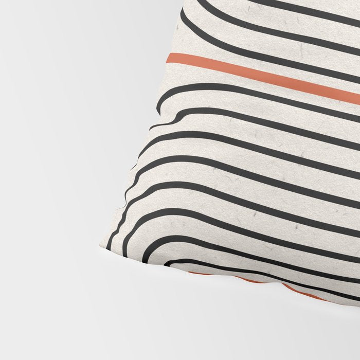 Red, Beige, Black Lines Contemporary Pillow Sham Gallery Image 4