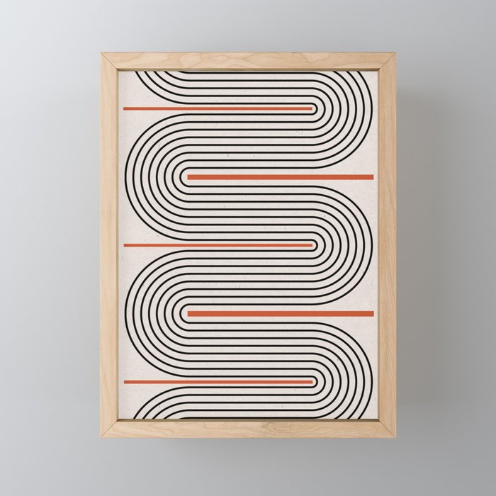 Red, Beige, Black Lines Contemporary Mini Art Print Gallery Image 1