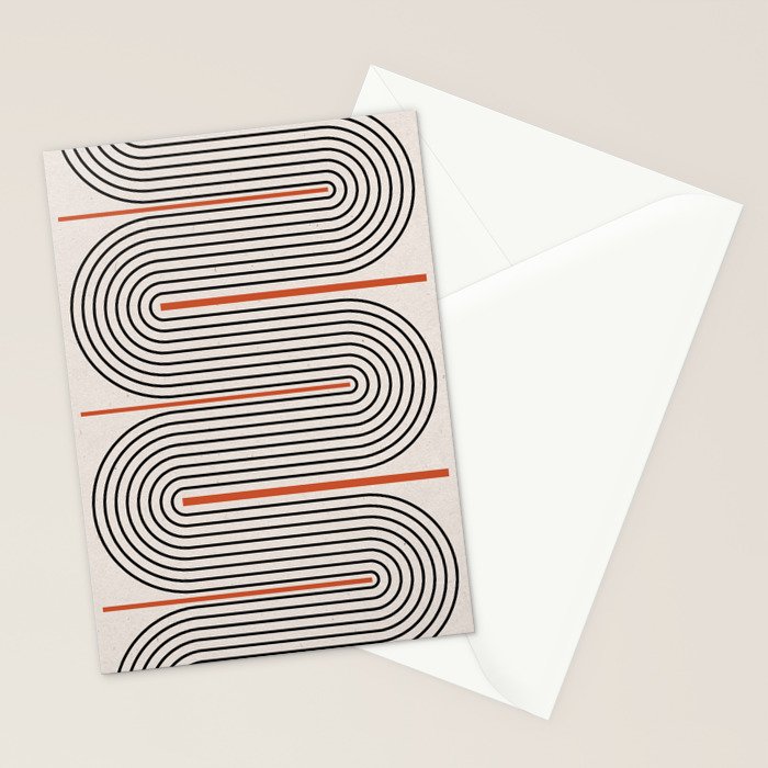 Red, Beige, Black Lines Contemporary Stationery Card Gallery Image 2