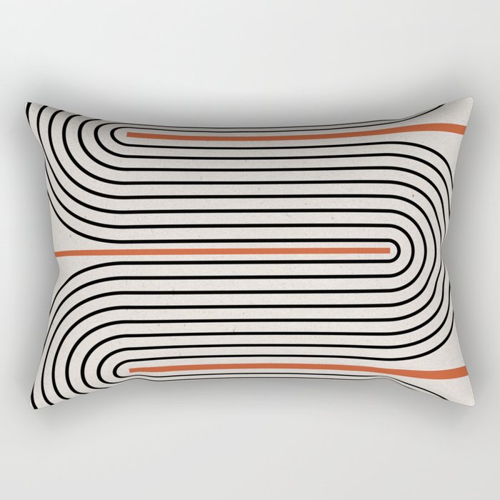 Red, Beige, Black Lines Contemporary Rectangular Pillow Gallery Image 1