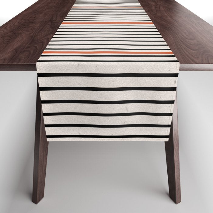Red, Beige, Black Lines Contemporary Table Runner Gallery Image 1