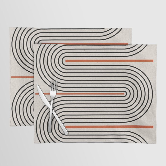 Red, Beige, Black Lines Contemporary Placemat Gallery Image 1