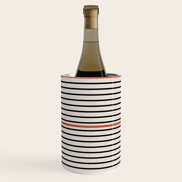 Red, Beige, Black Lines Contemporary Wine Chiller Gallery Image 1