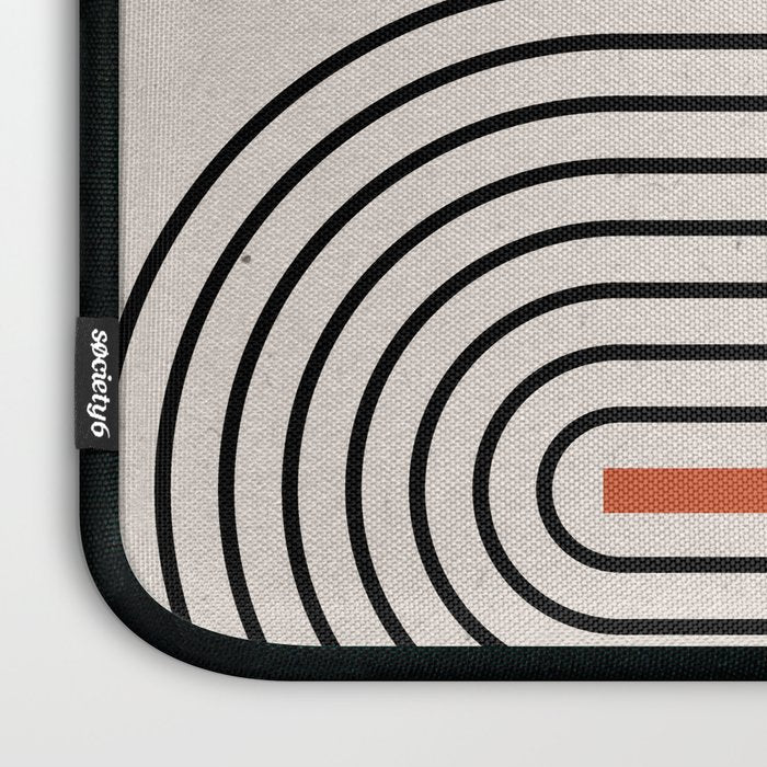 Red, Beige, Black Lines Contemporary Laptop Sleeve Gallery Image 3