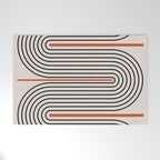Red, Beige, Black Lines Contemporary Welcome Mat Gallery Image 1