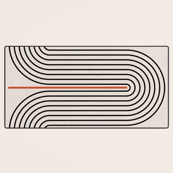 Red, Beige, Black Lines Contemporary Desk Mat Gallery Image 3
