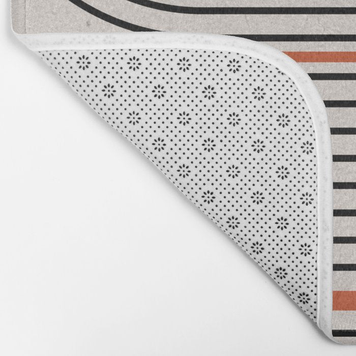Red, Beige, Black Lines Contemporary Bath Mat Gallery Image 2