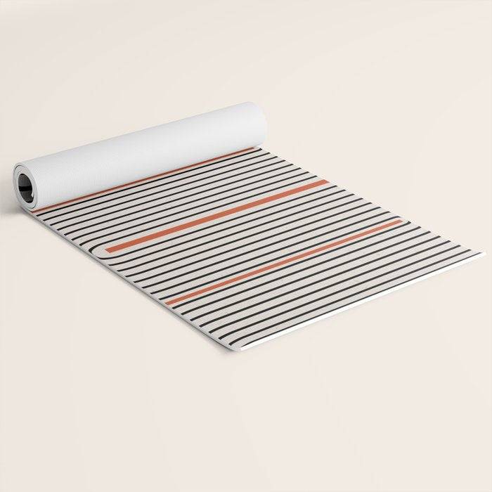 Red, Beige, Black Lines Contemporary Yoga Mat Gallery Image 2
