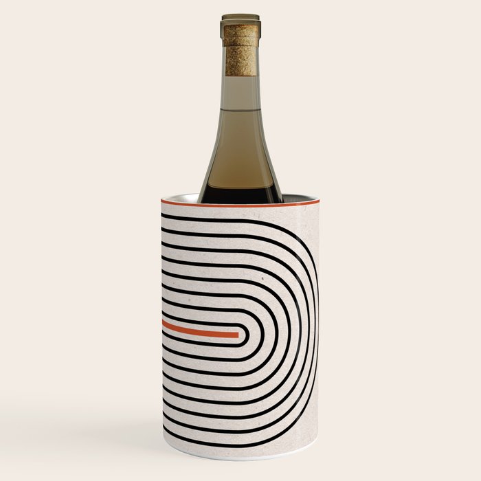 Red, Beige, Black Lines Contemporary Wine Chiller Gallery Image 3