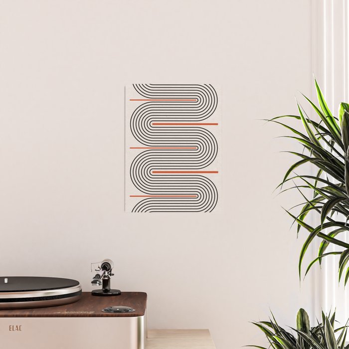 Red, Beige, Black Lines Contemporary Poster Gallery Image 2