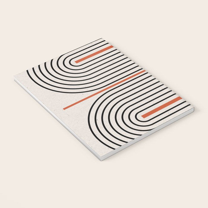 Red, Beige, Black Lines Contemporary Notebook Gallery Image 3