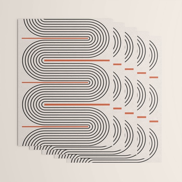 Red, Beige, Black Lines Contemporary Wrapping Paper Gallery Image 3