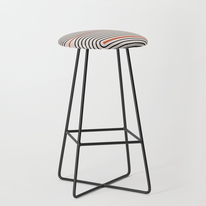 Red, Beige, Black Lines Contemporary Stool Gallery Image 1