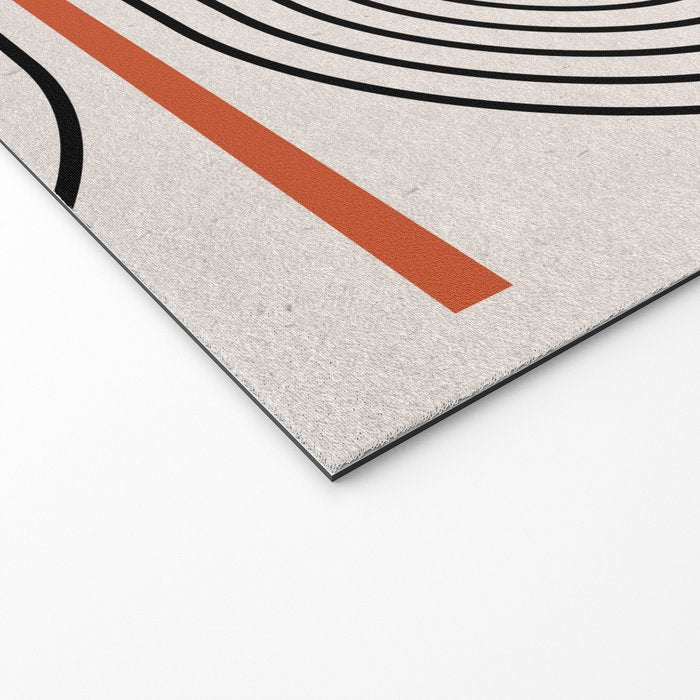 Red, Beige, Black Lines Contemporary Welcome Mat Gallery Image 2