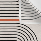 Red, Beige, Black Lines Contemporary Wall Tapestry Gallery Image 3