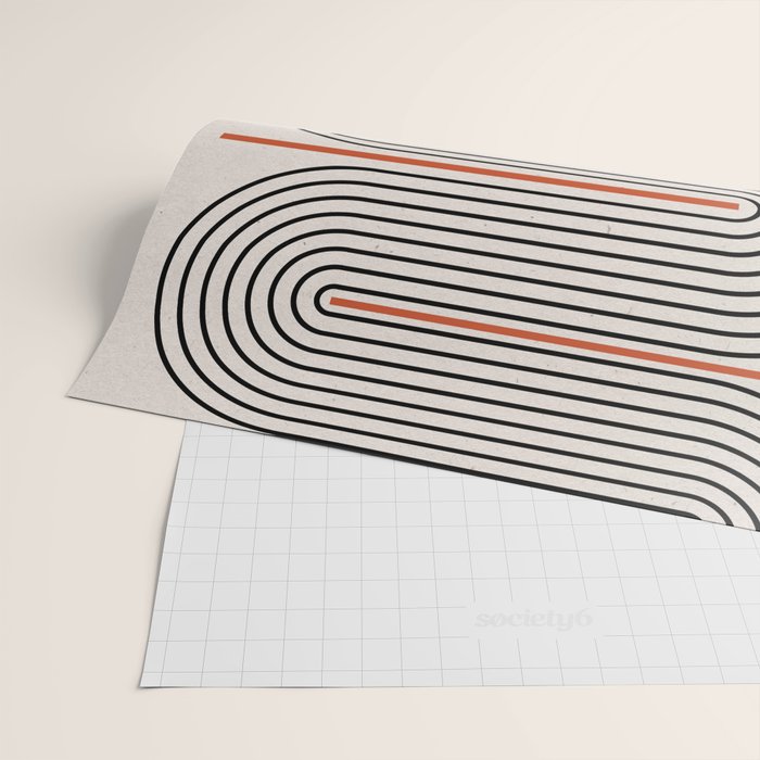 Red, Beige, Black Lines Contemporary Wrapping Paper Gallery Image 2