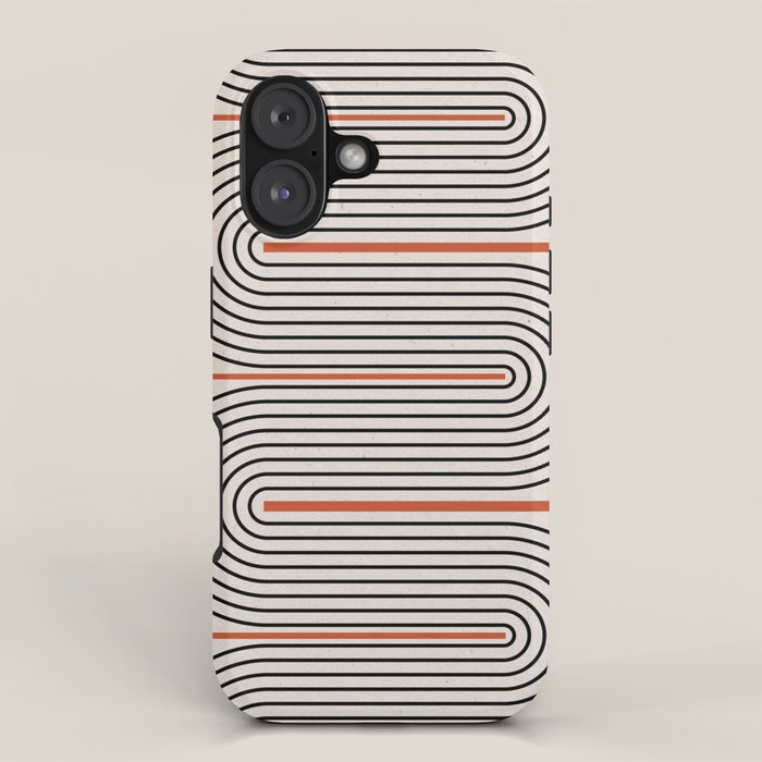 Red, Beige, Black Lines Contemporary iPhone Case Gallery Image 1