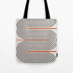 Red, Beige, Black Lines Contemporary Tote Bag Gallery Image 1