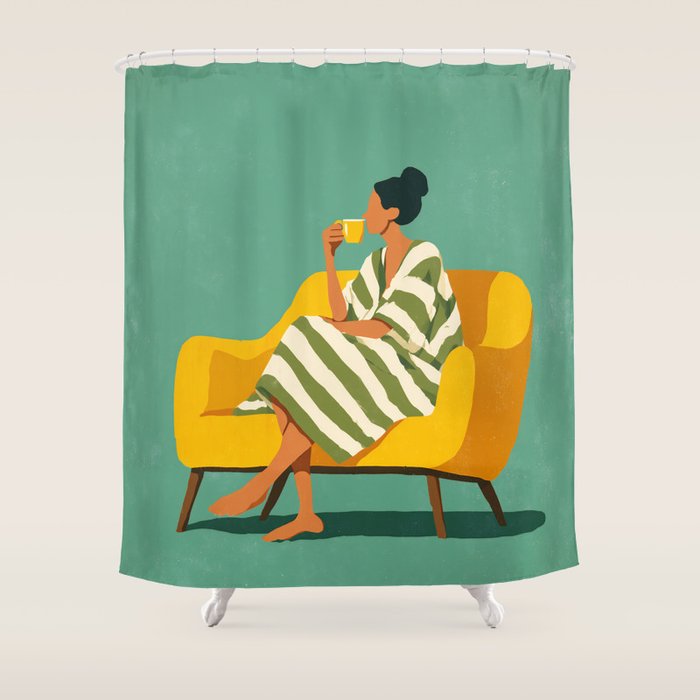 Quiet Coffee Moment at Home Shower Curtain Gallery Image 1