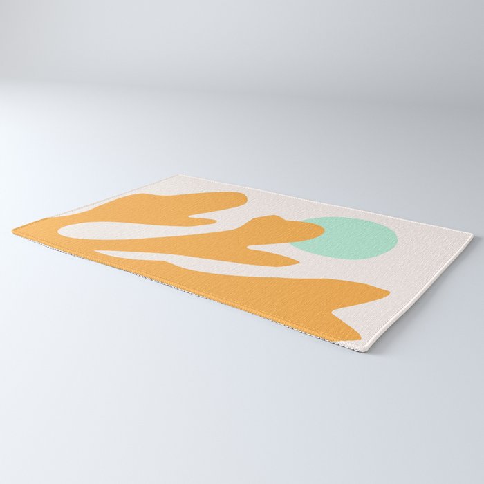 Simple Orange Leaf on Aqua Sun - cut-outs 3  Rug Gallery Image 3