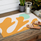 Simple Orange Leaf on Aqua Sun - cut-outs 3  Outdoor Rug Gallery Image 2