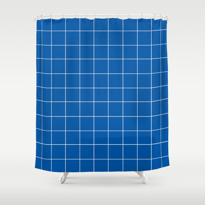 Grid (Sapphire Blue) Shower Curtain Gallery Image 1