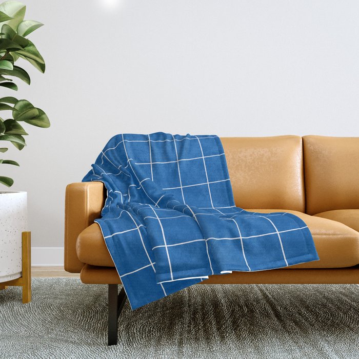Grid (Sapphire Blue) Throw Blanket Gallery Image 1
