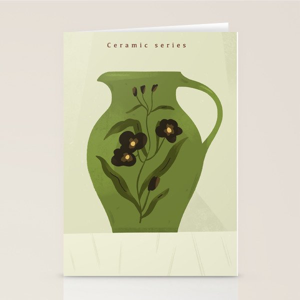 green jug with floral ornament  Stationery Card Gallery Image 1