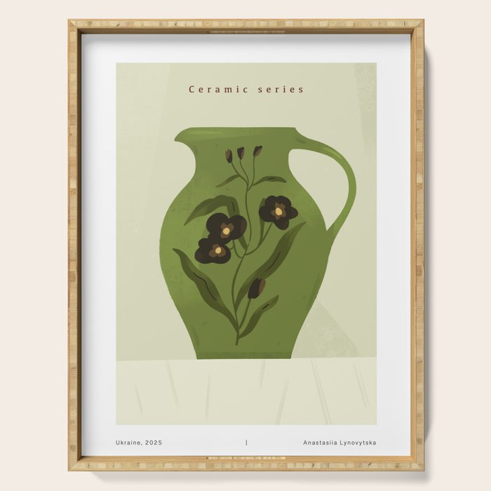 green jug with floral ornament  Serving Tray Gallery Image 1
