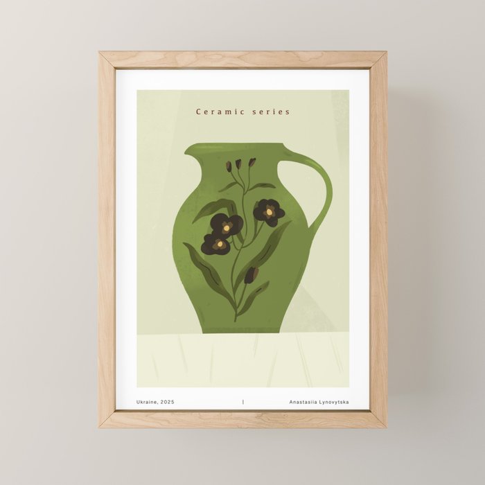 green jug with floral ornament  Mini Art Print Gallery Image 1