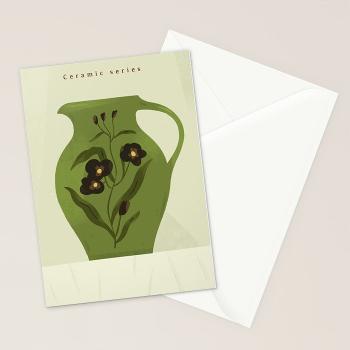green jug with floral ornament  Stationery Card Gallery Image 2