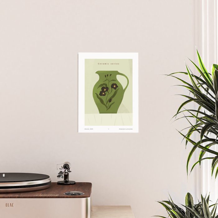 green jug with floral ornament  Poster Gallery Image 2
