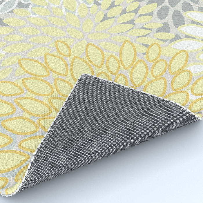 Floral Prints, Soft, Yellow and Gray, Modern Print Art Rug Gallery Image 4