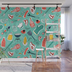 Backyard BBQ Aqua Wall Mural Gallery Image 1