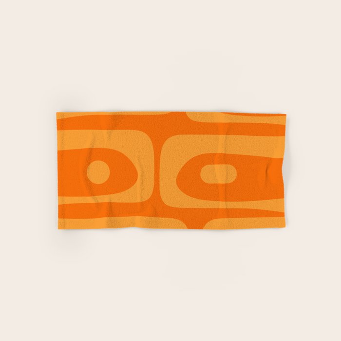 Mid Century Modern Piquet Retro Abstract Pattern in Double Orange Bath Towel Gallery Image 1