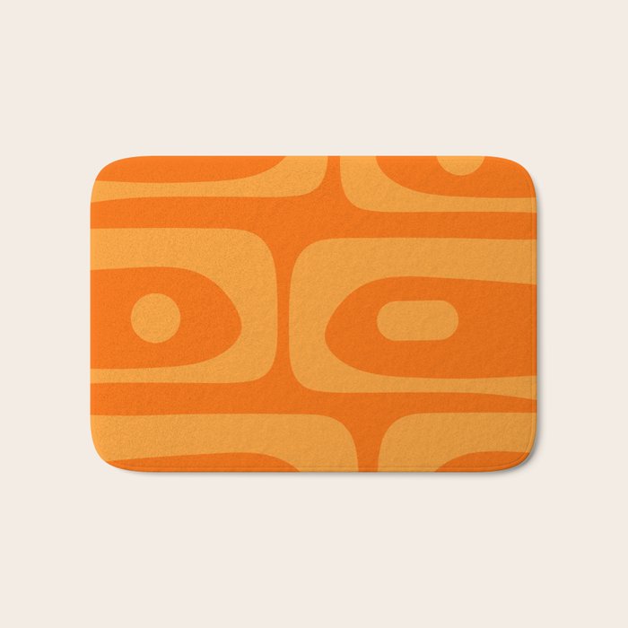 Mid Century Modern Piquet Retro Abstract Pattern in Double Orange Bath Mat Gallery Image 1