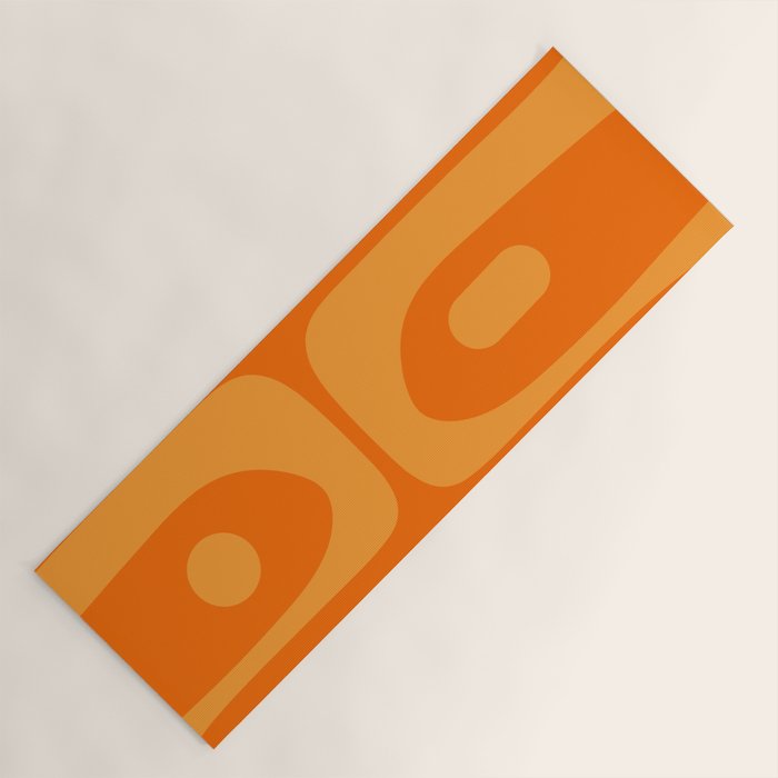 Mid Century Modern Piquet Retro Abstract Pattern in Double Orange Yoga Mat Gallery Image 1