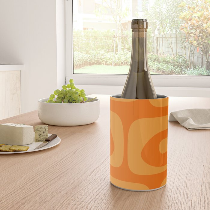 Mid Century Modern Piquet Retro Abstract Pattern in Double Orange Wine Chiller Gallery Image 4