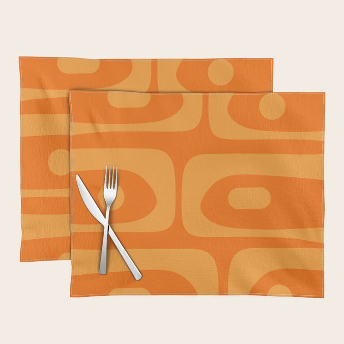 Mid Century Modern Piquet Retro Abstract Pattern in Double Orange Placemat Gallery Image 1