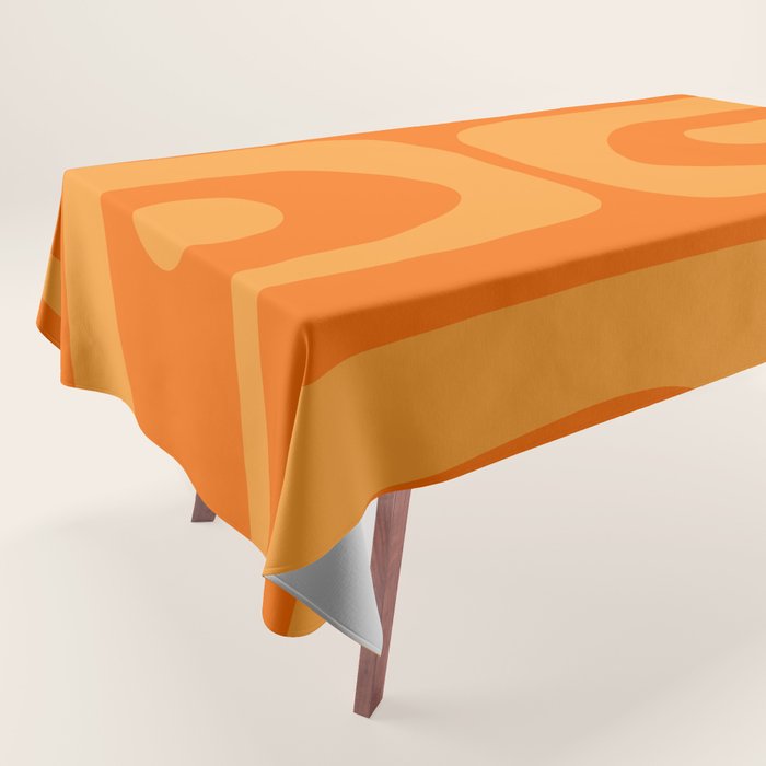 Mid Century Modern Piquet Retro Abstract Pattern in Double Orange Tablecloth Gallery Image 1