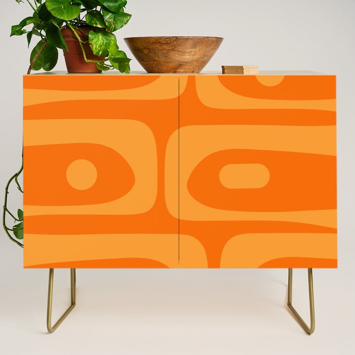 Mid Century Modern Piquet Retro Abstract Pattern in Double Orange Credenza Gallery Image 1