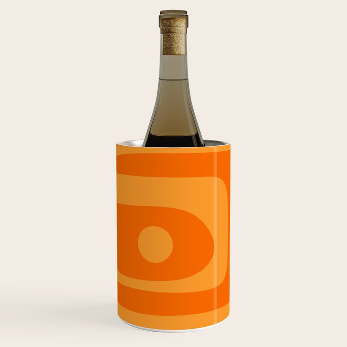 Mid Century Modern Piquet Retro Abstract Pattern in Double Orange Wine Chiller Gallery Image 2