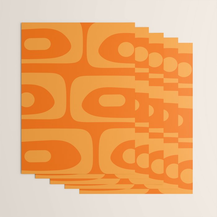 Mid Century Modern Piquet Retro Abstract Pattern in Double Orange Wrapping Paper Gallery Image 3