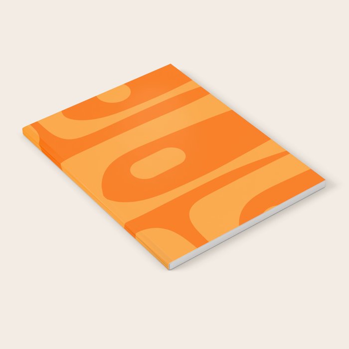 Mid Century Modern Piquet Retro Abstract Pattern in Double Orange Notebook Gallery Image 1
