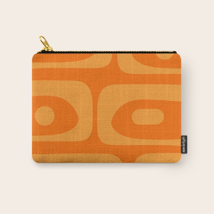 Mid Century Modern Piquet Retro Abstract Pattern in Double Orange Carry All Pouch Gallery Image 1